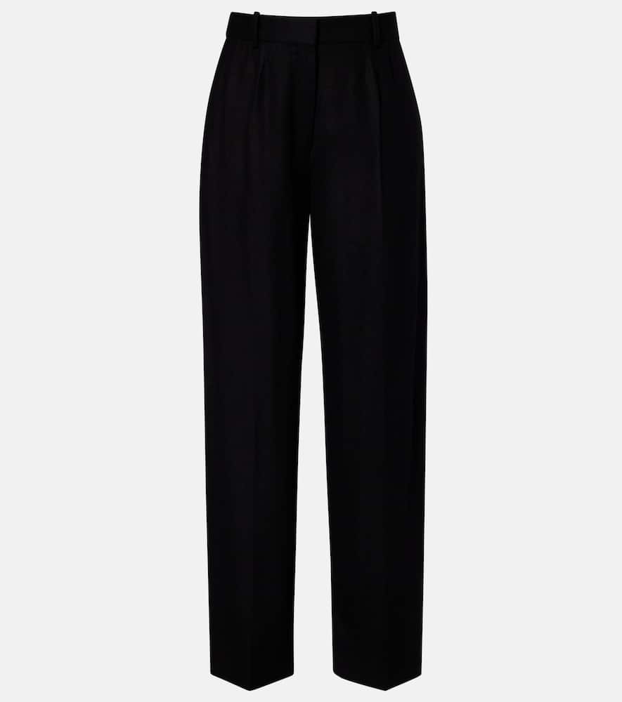 Totême Flannel Wide-leg Pants In Black