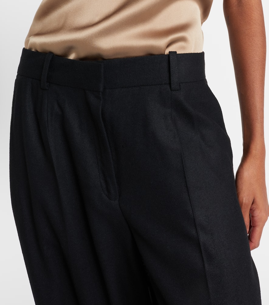 Totême Flannel Wide-leg Pants In Black