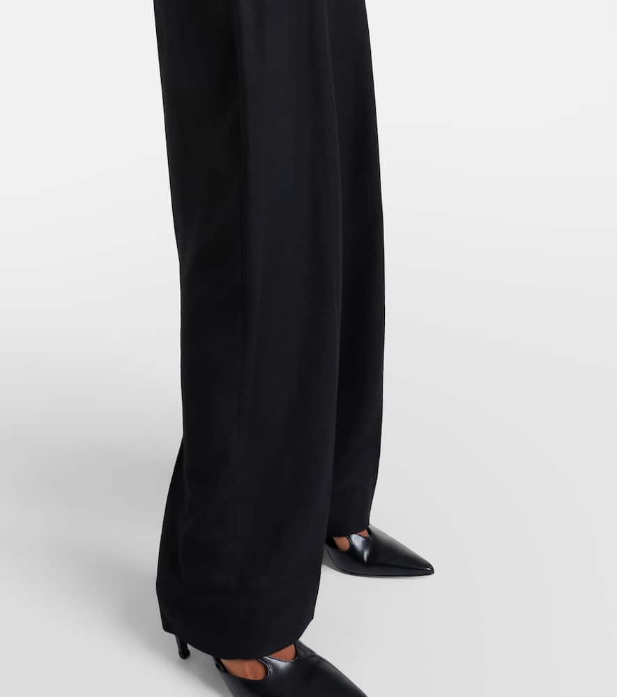 Totême Flannel Wide-leg Pants In Black