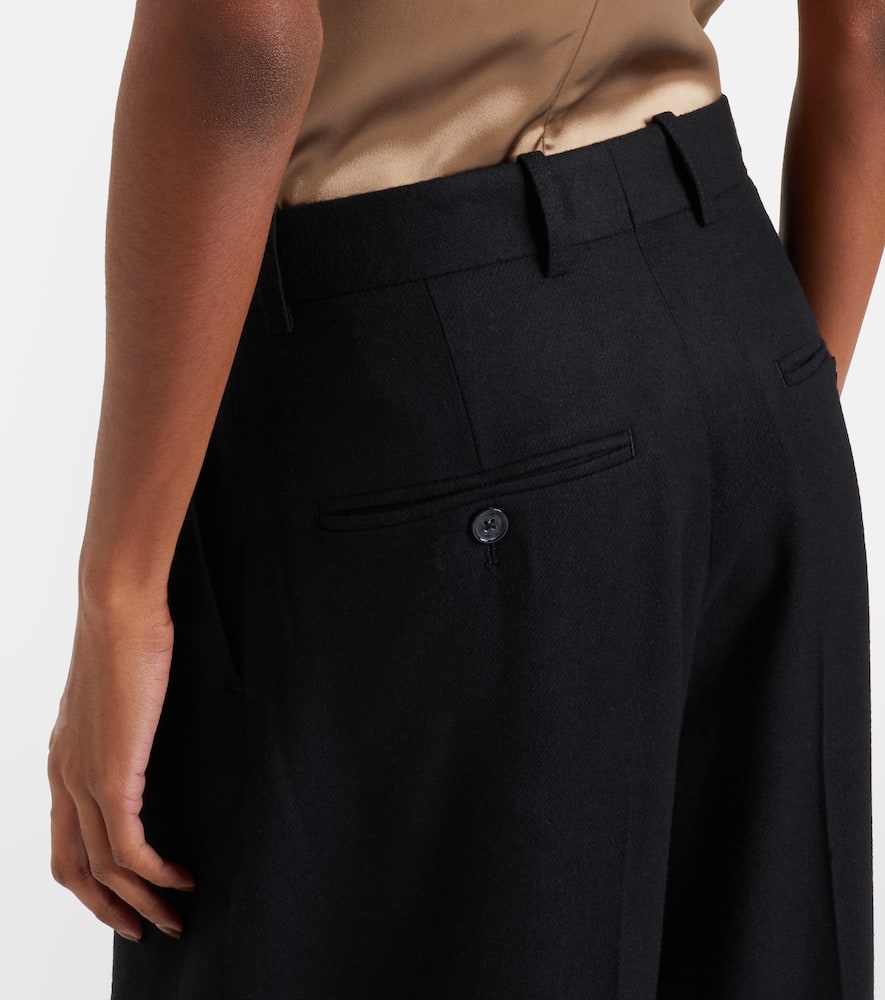 Totême Flannel Wide-leg Pants In Black