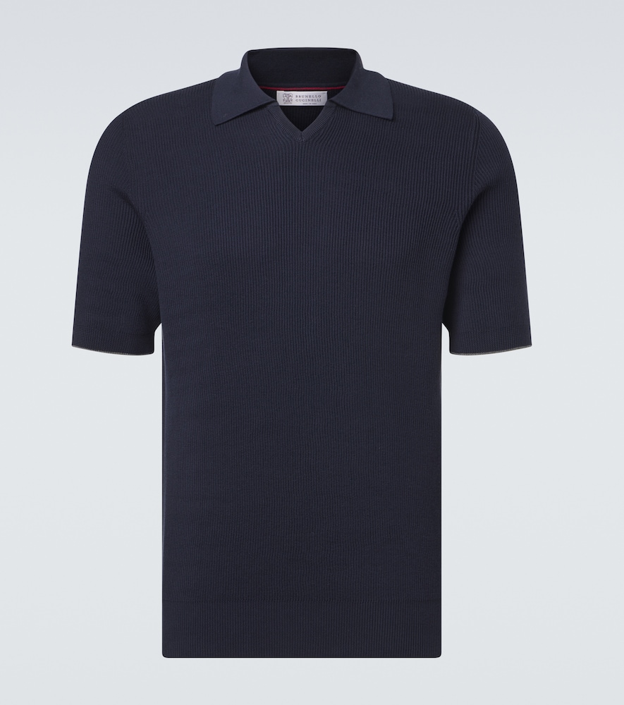 Brunello Cucinelli Men's Blue Cotton Polo Shirt UK Size 42 - Mytheresa