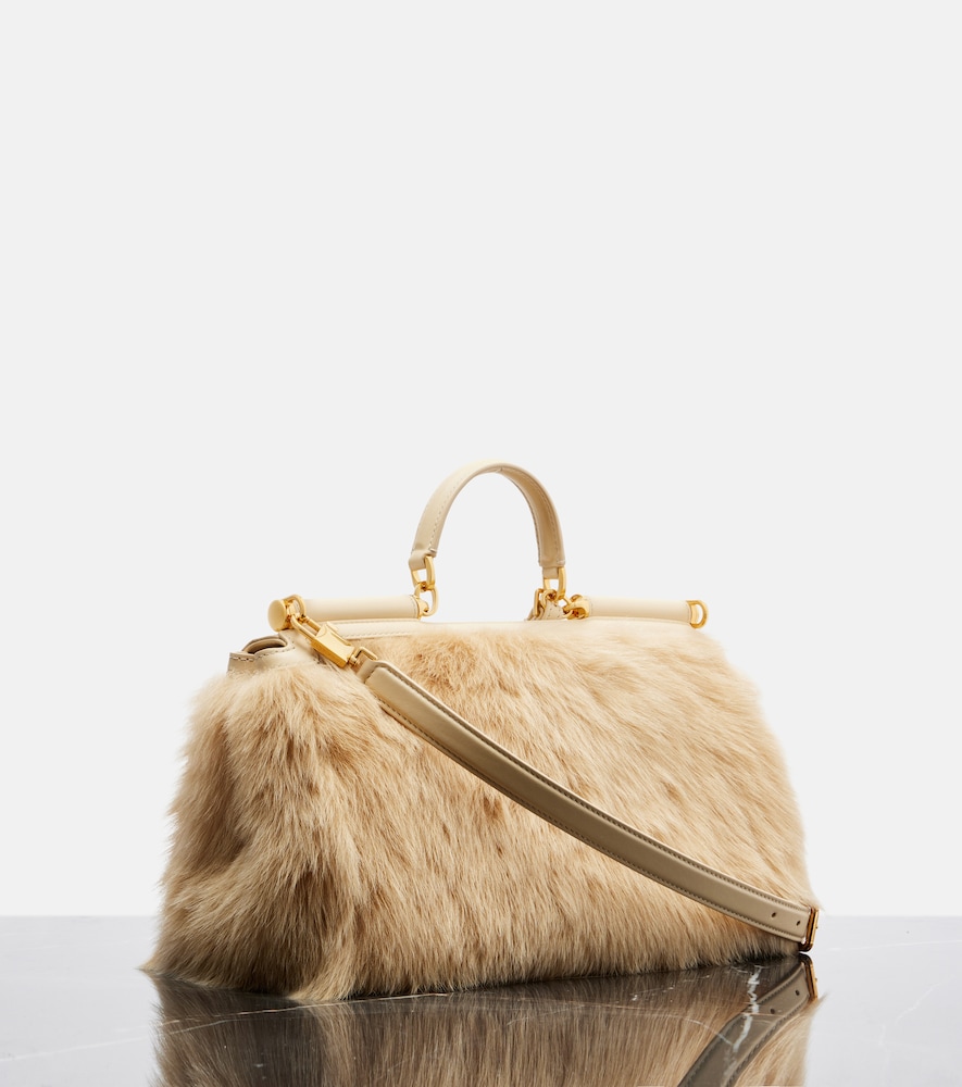  Dolce&gabbana Dolce&gabbana Henkeltasche Sicily Large Aus Leder Und Shearling 