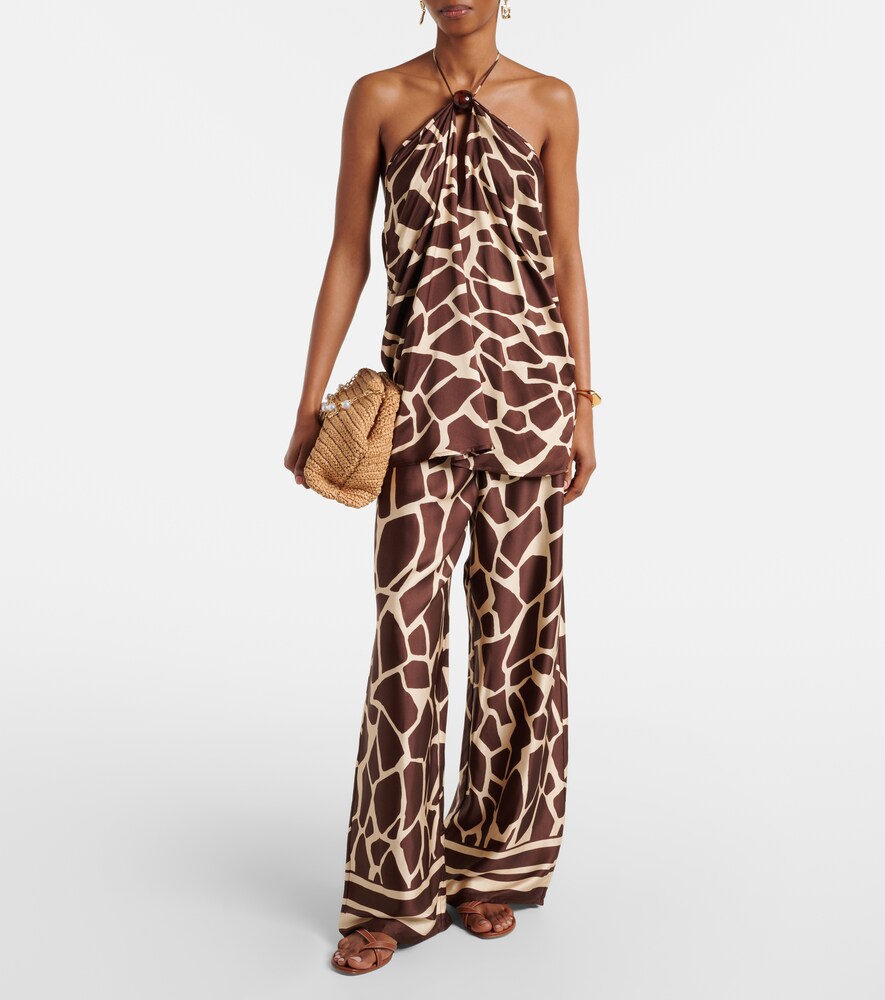 Faithfull Jensen animal-print satin wide-leg pants