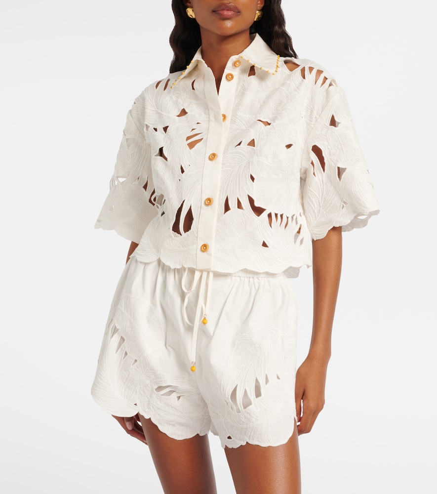 Zimmermann Mahon embroidered cotton poplin shirt