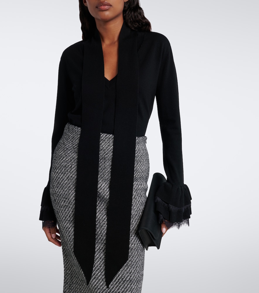 Lace-Trimmed Wool-Blend Top