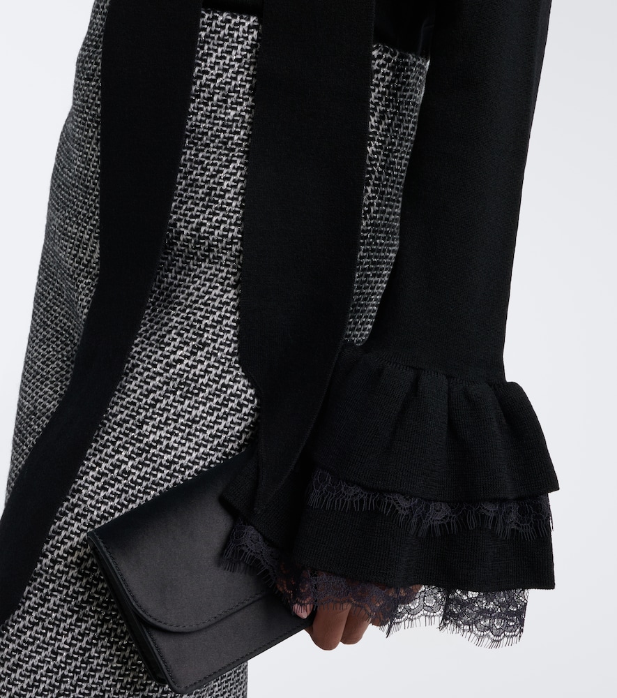 Lace-Trimmed Wool-Blend Top