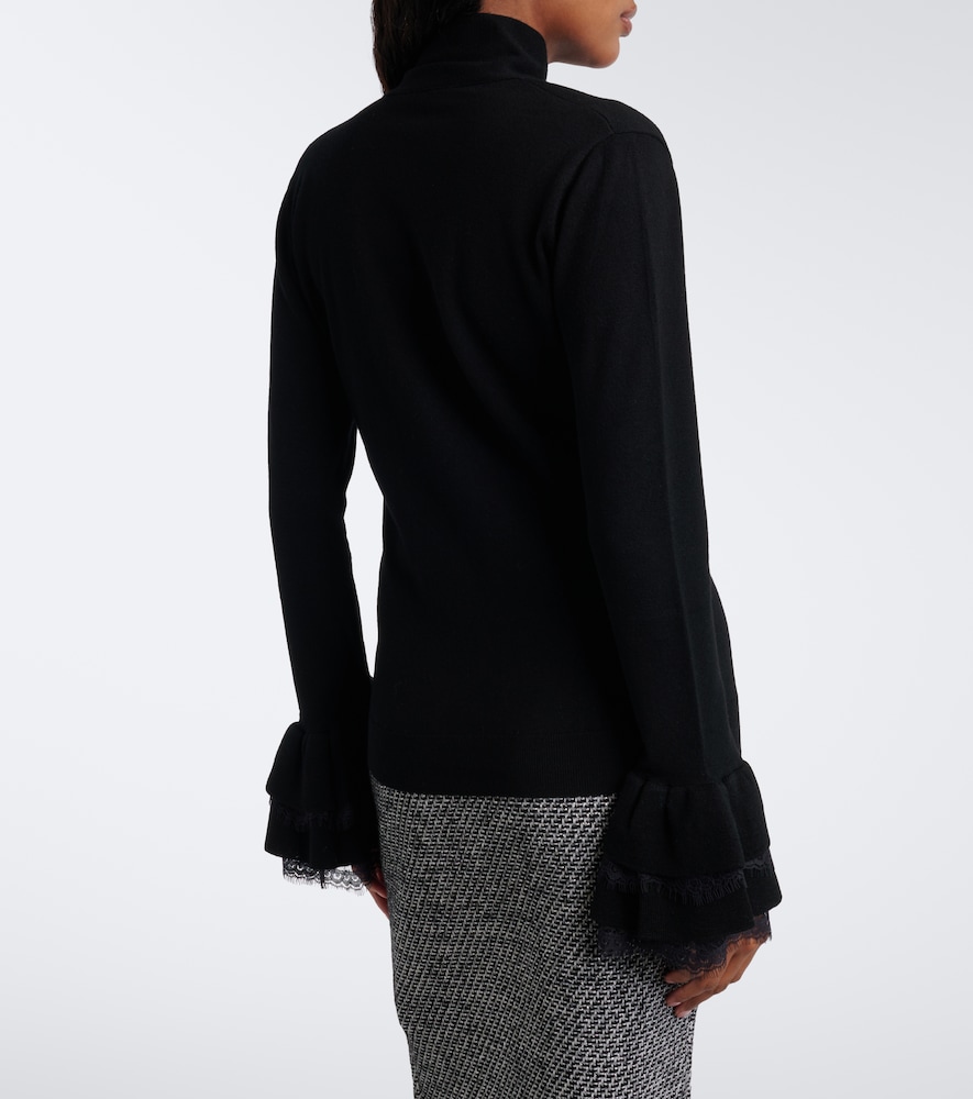 Lace-Trimmed Wool-Blend Top