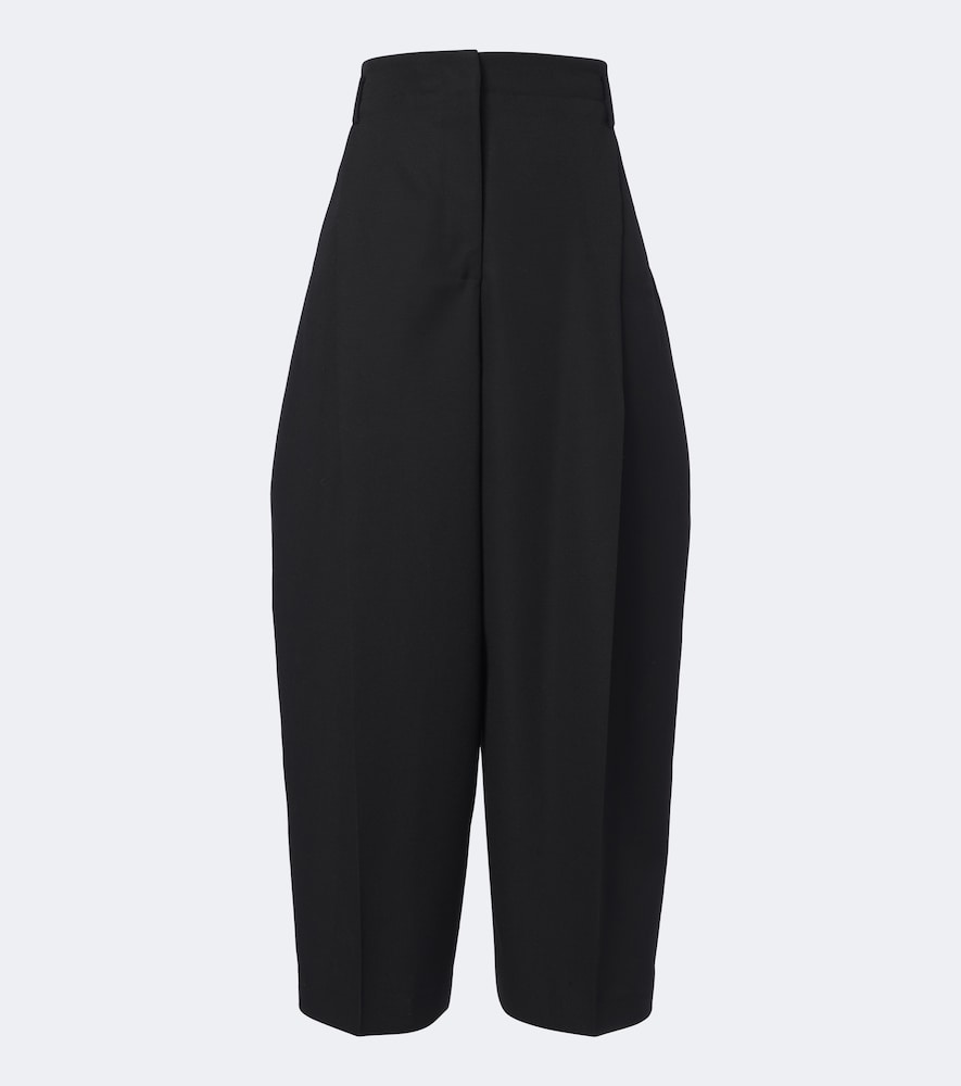 Jacquemus Miami Cropped Virgin Wool Wide-leg Pants In Black