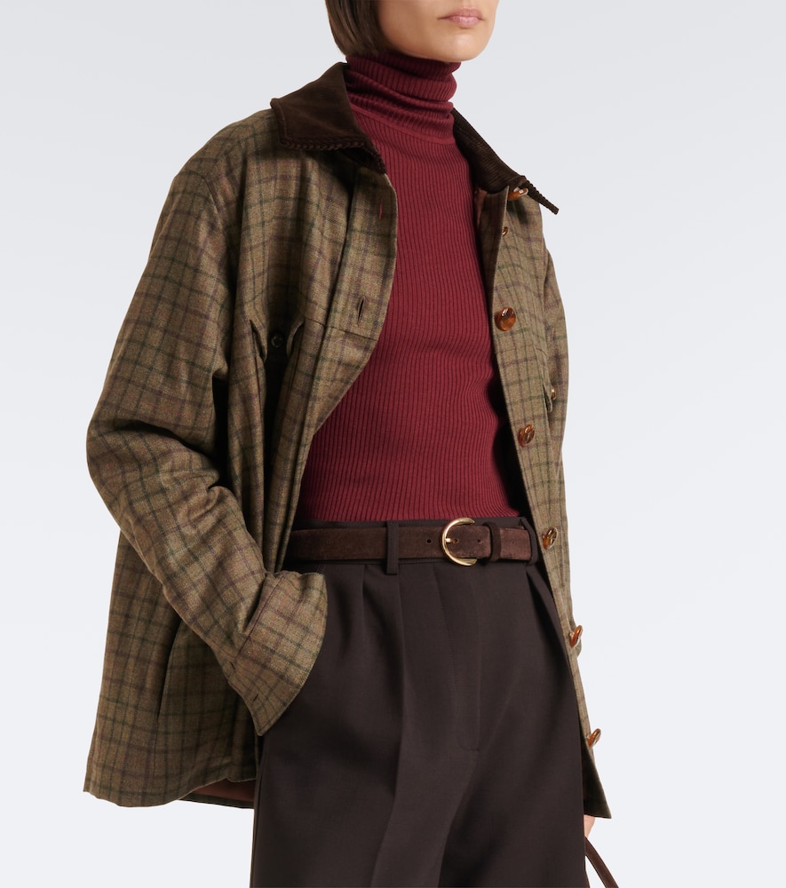 Ribbed-Knit Virgin Wool Turtleneck Top