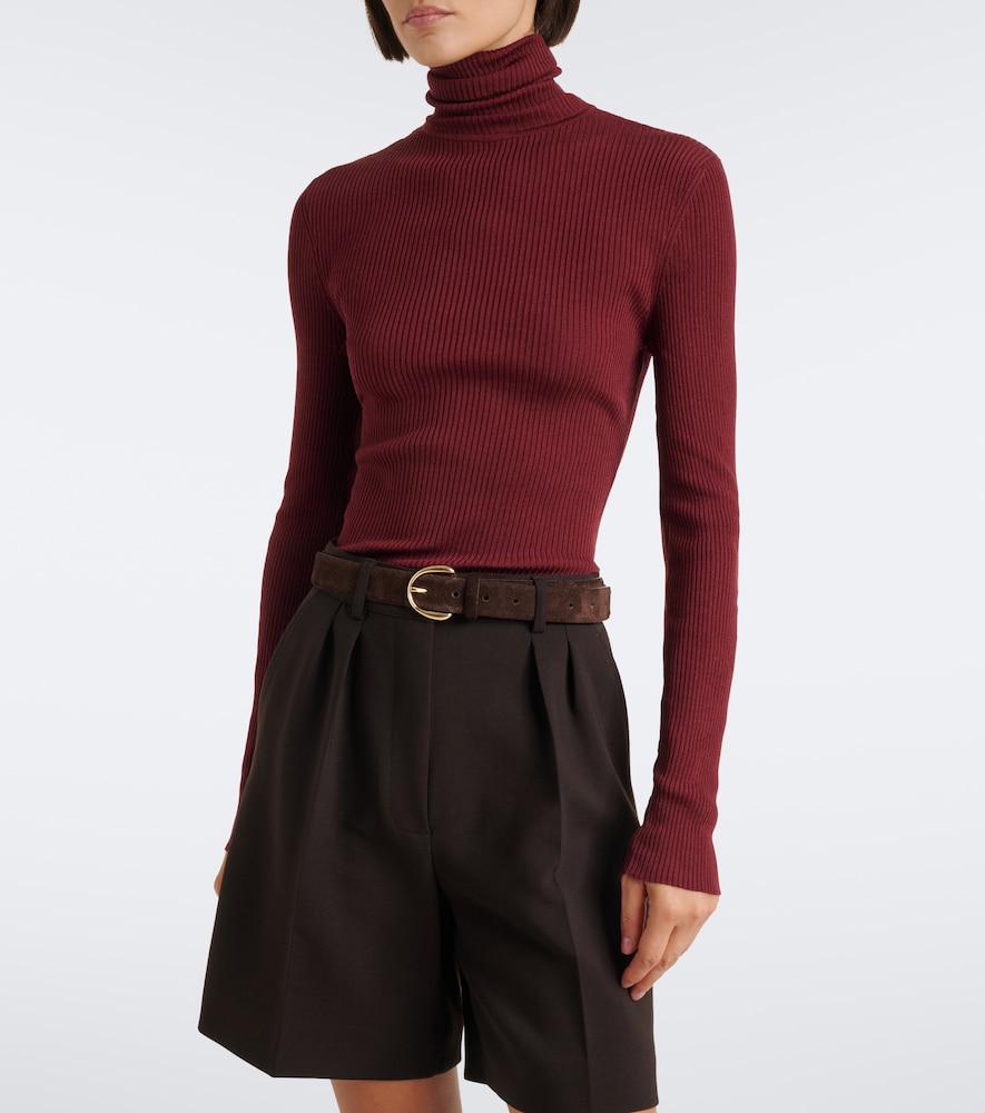 Ribbed-Knit Virgin Wool Turtleneck Top
