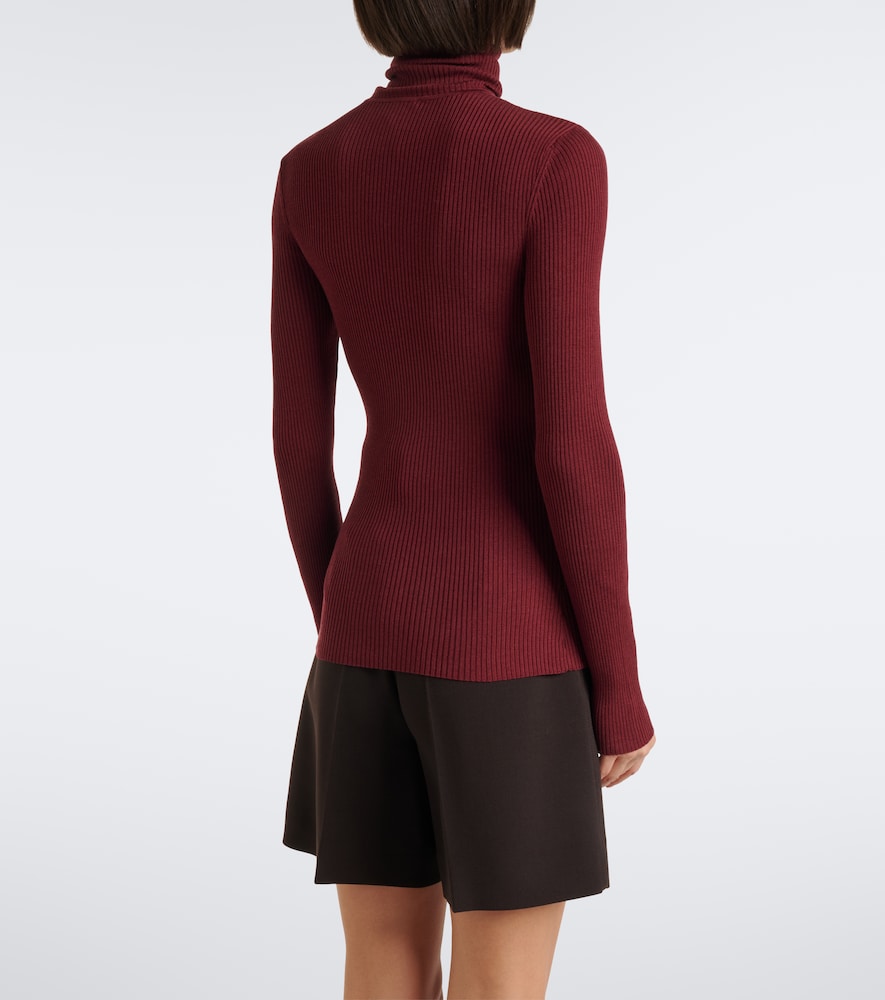 Ribbed-Knit Virgin Wool Turtleneck Top