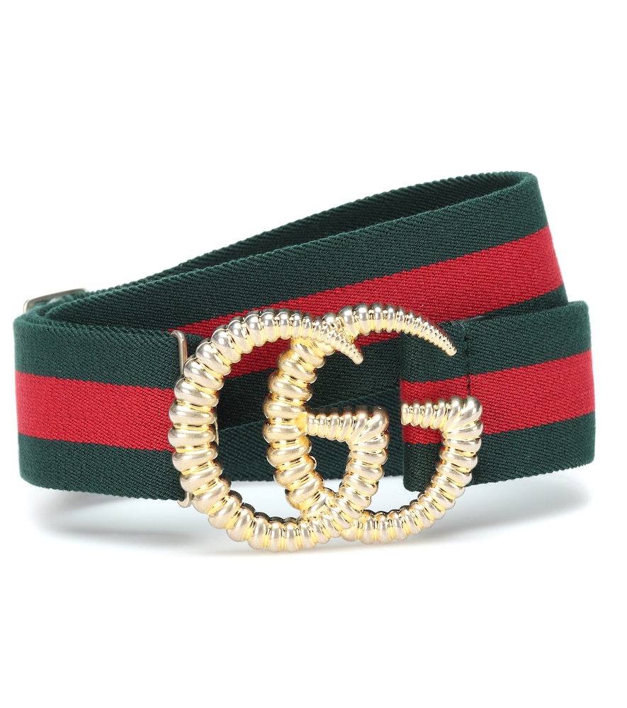 Gucci Piccadilly Moon Elastic  Belt W/ Textured Gg Buckle In