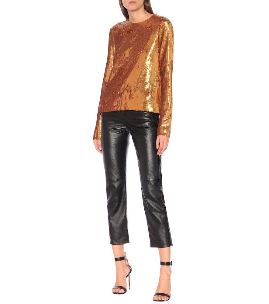 Galvan Gilded Clara Sequined Top In Gold