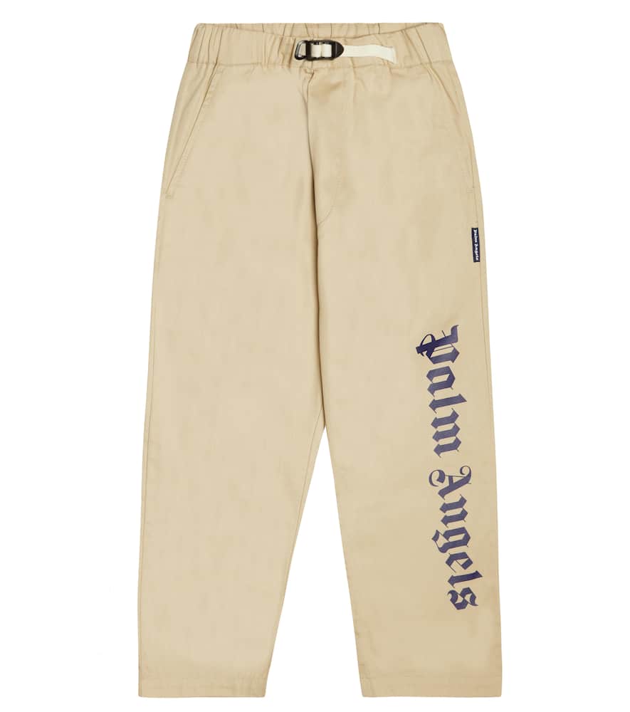 Palm Angels Kids Logo cotton drill pants
