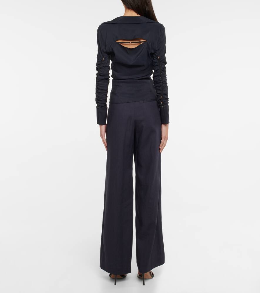 JACQUEMUS LA CHEMISE SOFFIO CUTOUT TOP