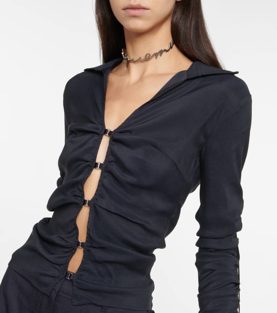 JACQUEMUS LA CHEMISE SOFFIO CUTOUT TOP