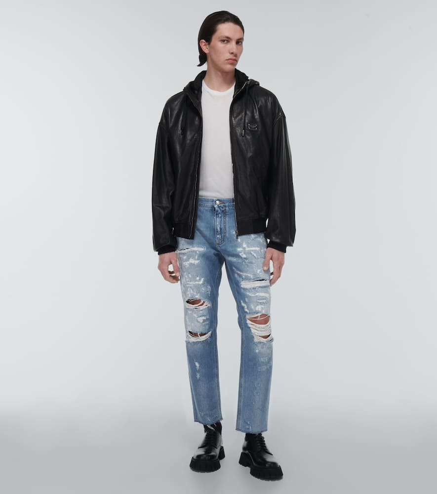 Shop Dolce & Gabbana Distressed Mid-rise Straight Jeans In Variante Abbinata