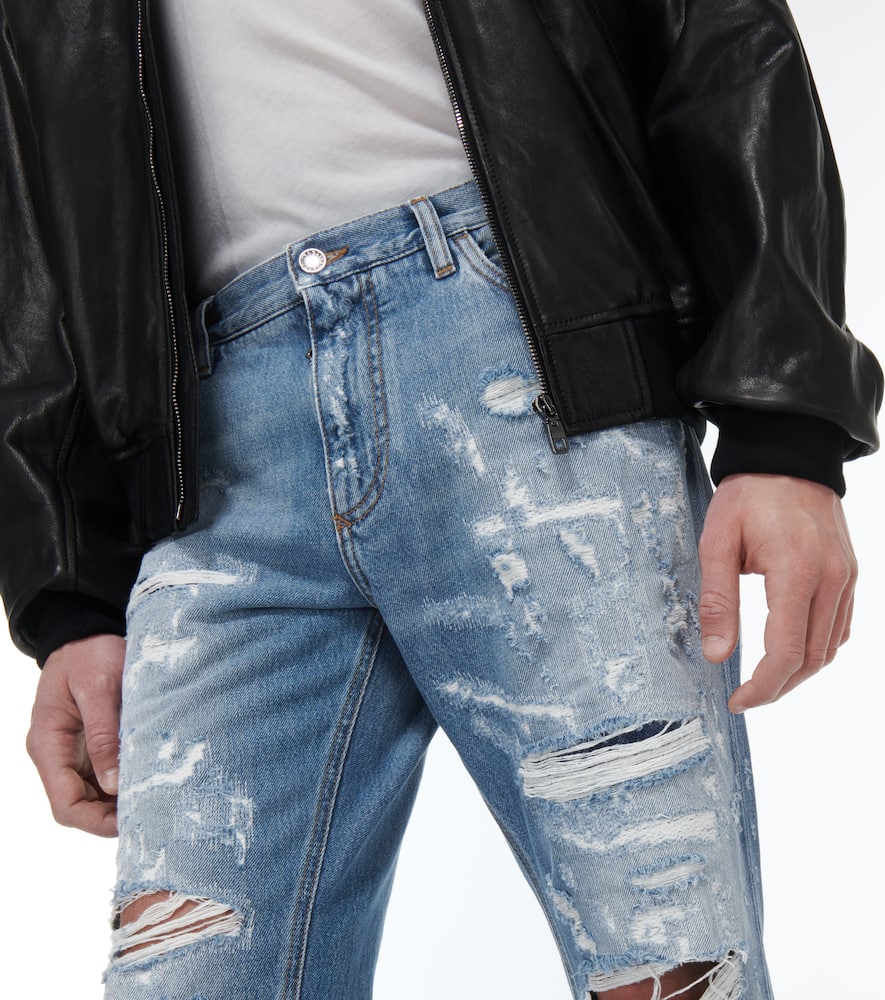 Dolce & Gabbana Distressed Mid-rise Straight Jeans In Variante Abbinata