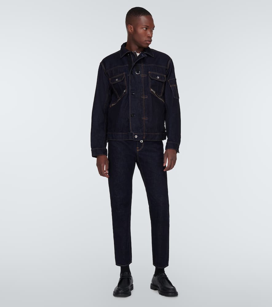 Shop Sacai Asymmetric Denim Jacket In Blue