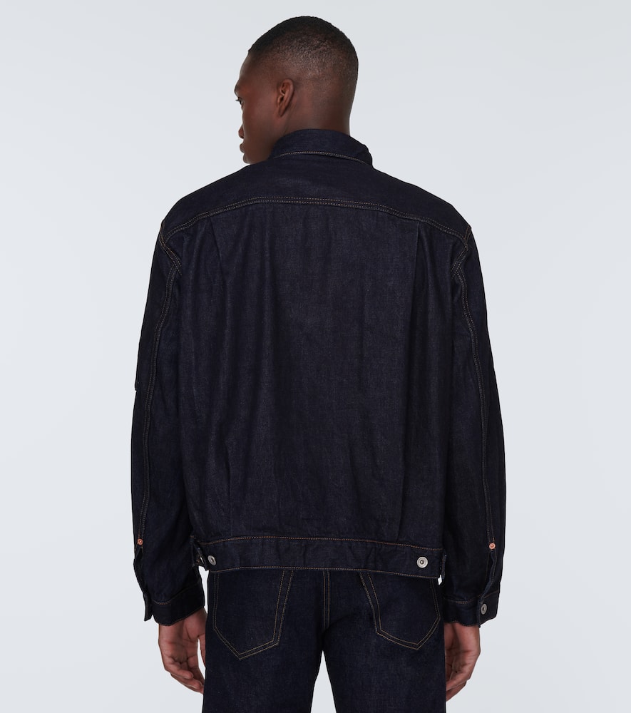 Shop Sacai Asymmetric Denim Jacket In Blue