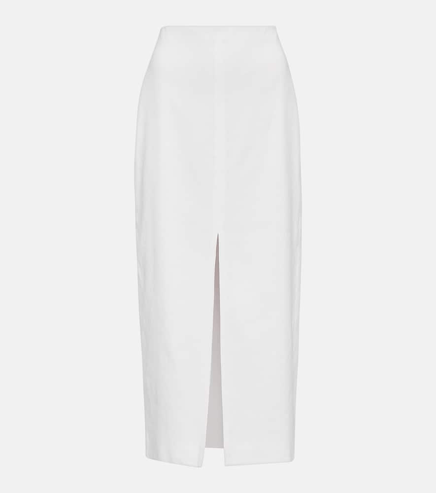 Isabel Marant Feciae Front-slit Ruched Midi Skirt In White