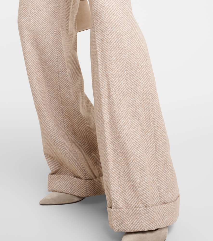  Brunello Cucinelli Brunello Cucinelli Chevron Wool-blend Flared Pants 