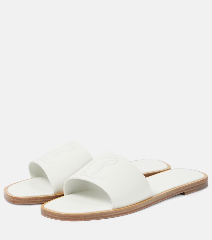 Shop Christian Louboutin Cl Leather Mules In White