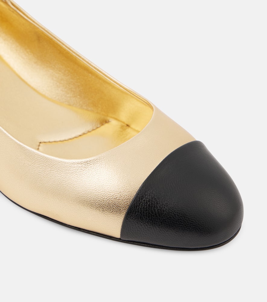Miu Miu Metallic Leather Mary Jane Pumps In Gold