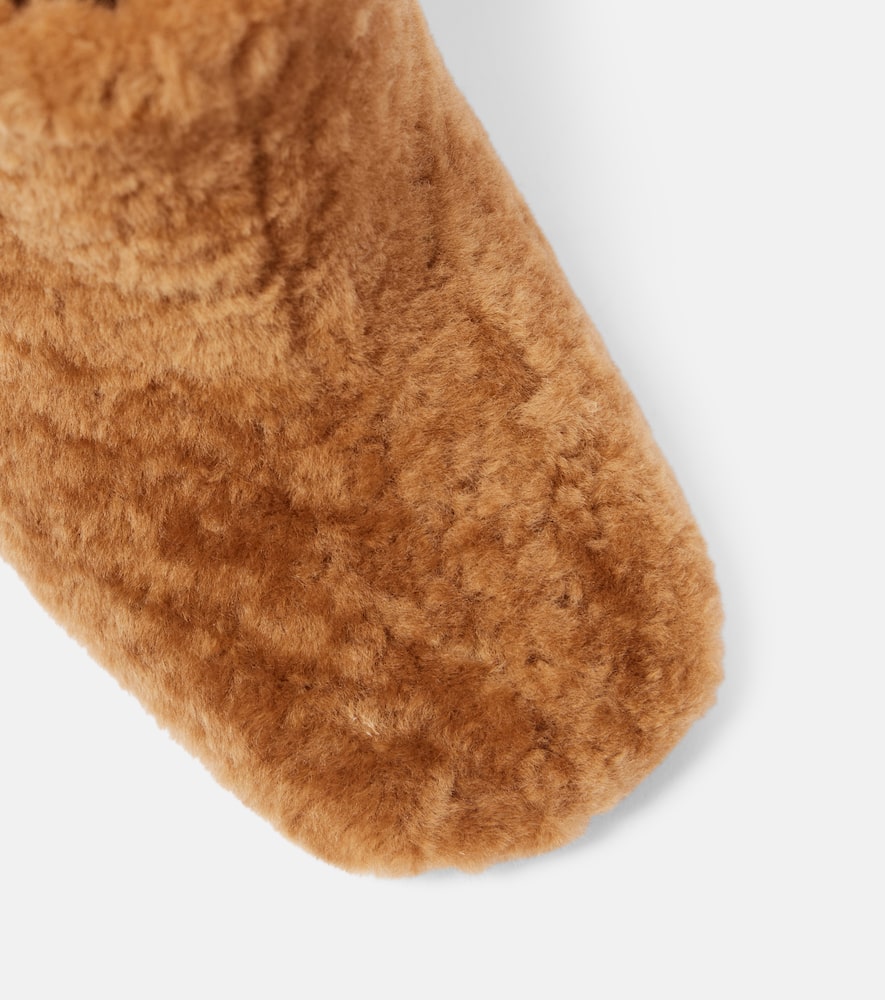DRIES VAN NOTEN SHEARLING WEDGE MULES 