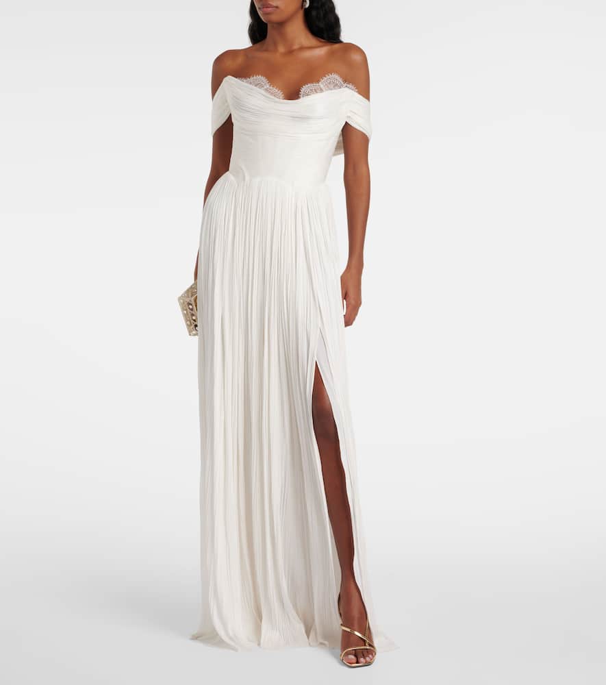Maria Lucia Hohan Sharon Off-shoulder Silk Gown In White