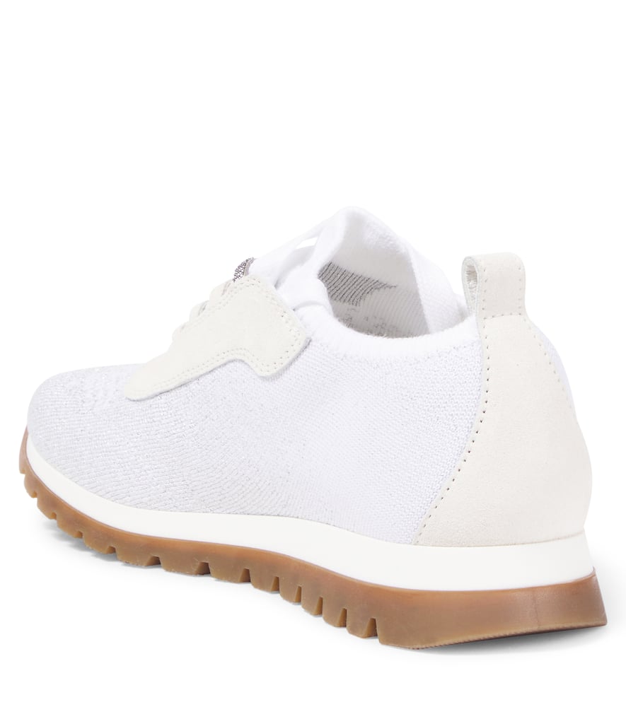 Brunello Cucinelli Suede-trimmed Sneakers In Grey