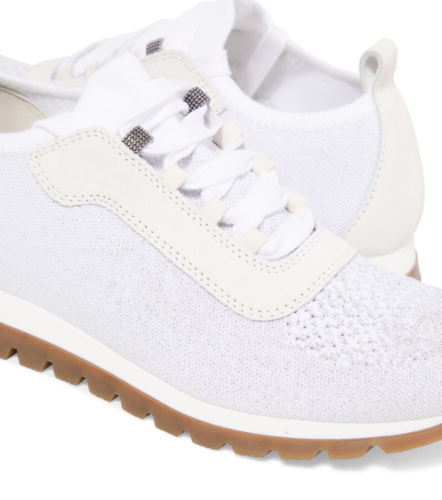Brunello Cucinelli Suede-trimmed Sneakers In Grey