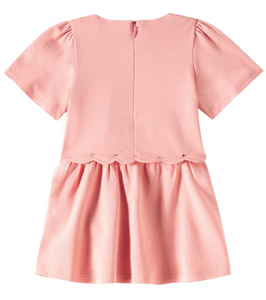 Chloé Baby Scalloped Cotton Dress In Pink