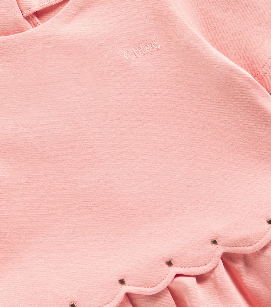 Chloé Baby Scalloped Cotton Dress In Pink