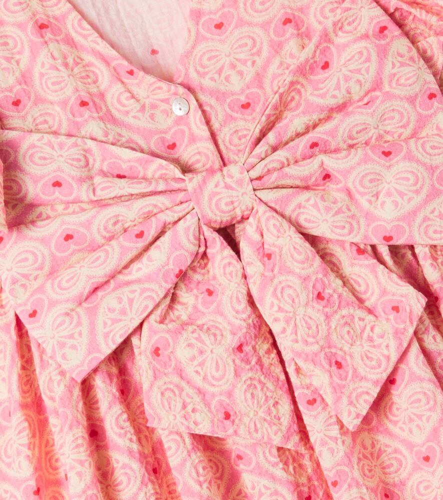 Konges Slojd Ava Printed Bow-detail Cotton Dress In Multicoloured