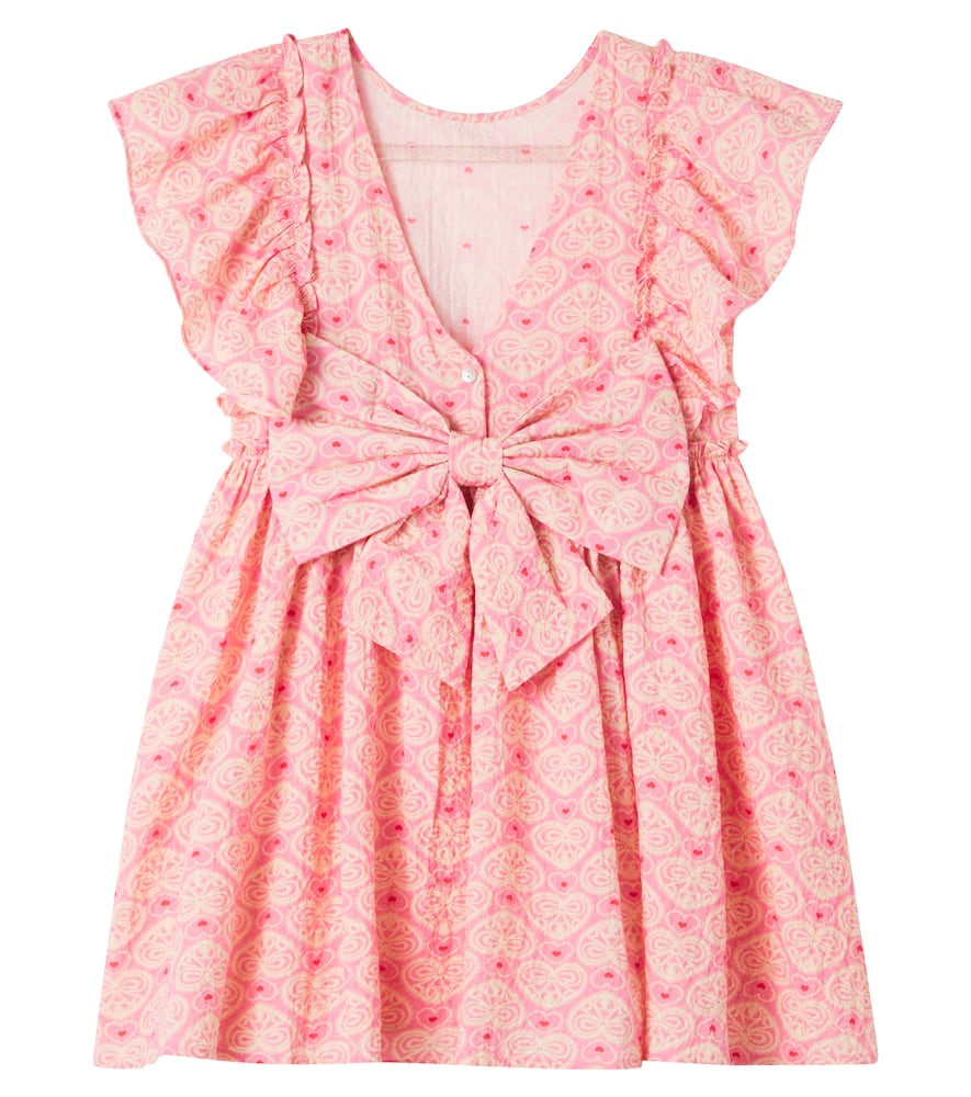 Konges Slojd Ava Printed Bow-detail Cotton Dress In Multicoloured