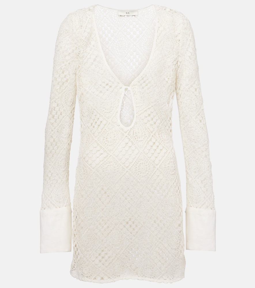 Sir Rayure Crochet Cotton Minidress In White