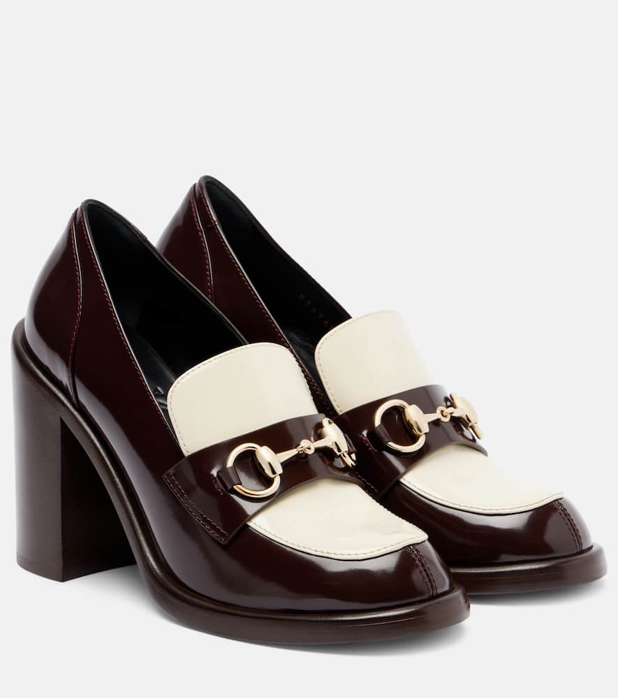 Gucci Savoy Horsebit Leather Loafer Pumps In Brown