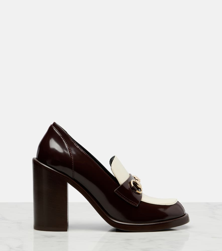 Gucci Savoy Horsebit Leather Loafer Pumps In Brown