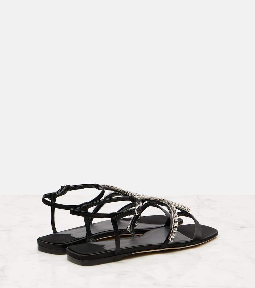 Jimmy Choo Embellished T-bar Heel Strap Sandals In Black