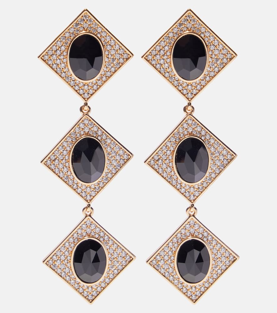 Self-portrait Crystal-embellished Drop Earrings In Gold