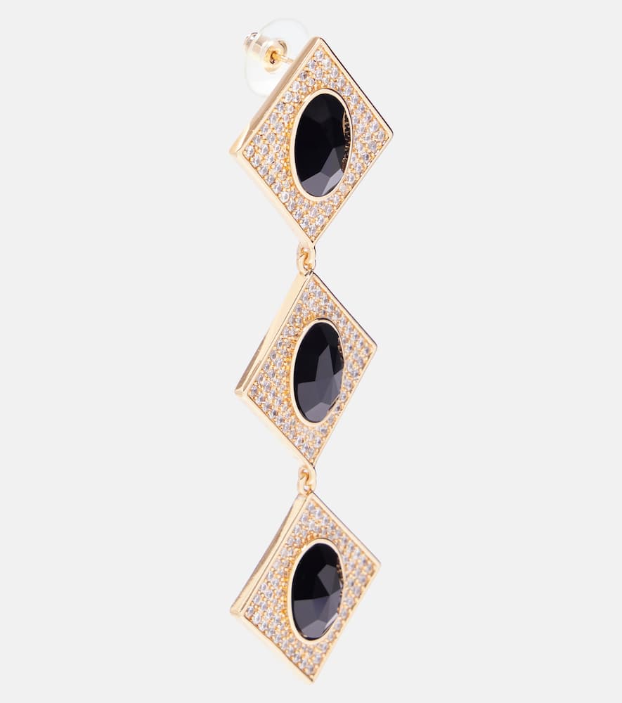Self-portrait Crystal-embellished Drop Earrings In Gold