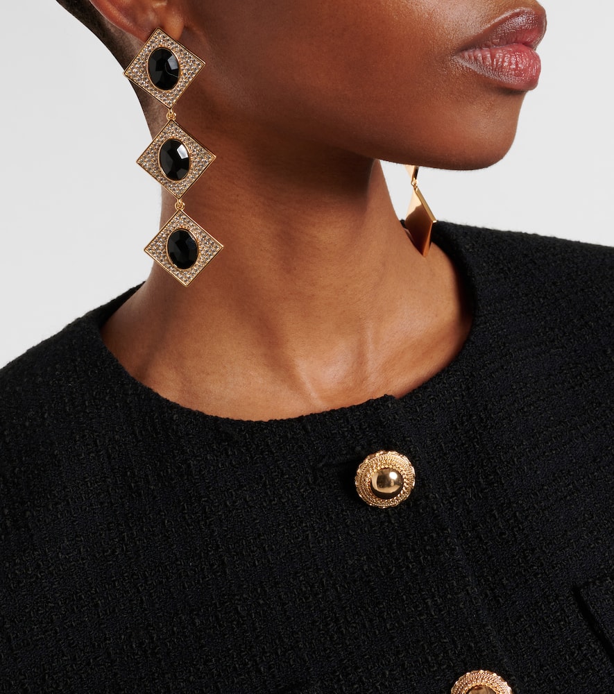 Self-portrait Crystal-embellished Drop Earrings In Gold