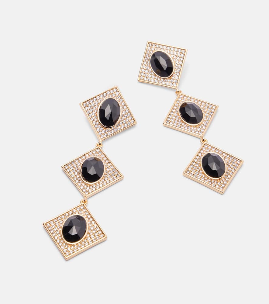 Self-portrait Crystal-embellished Drop Earrings In Gold