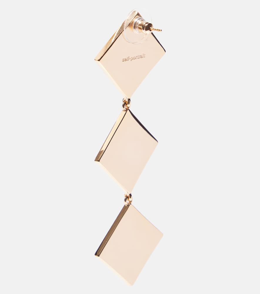 Self-portrait Crystal-embellished Drop Earrings In Gold