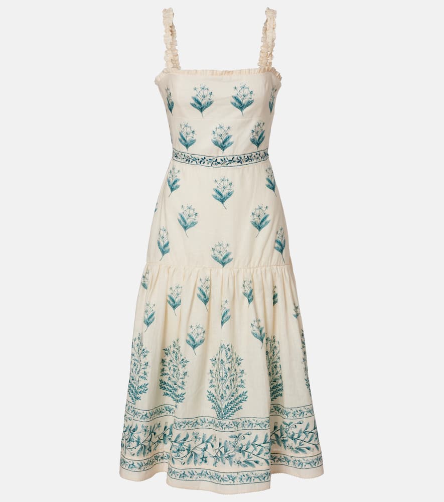 Nispero Ceiba floral linen midi dress
