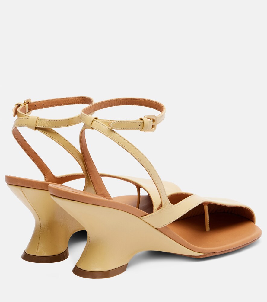  Dries Van Noten Dries Van Noten 75 Leather Wedge Sandals 