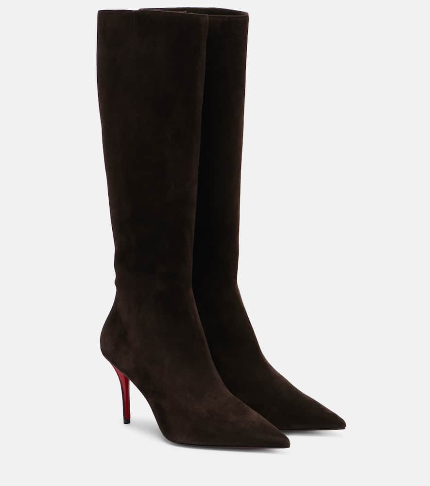 Christian Louboutin Miss Z 80 Suede Knee Boots In Brown