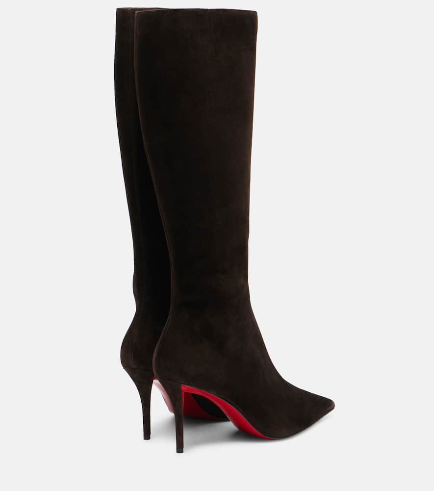 Christian Louboutin Miss Z 80 Suede Knee Boots In Brown