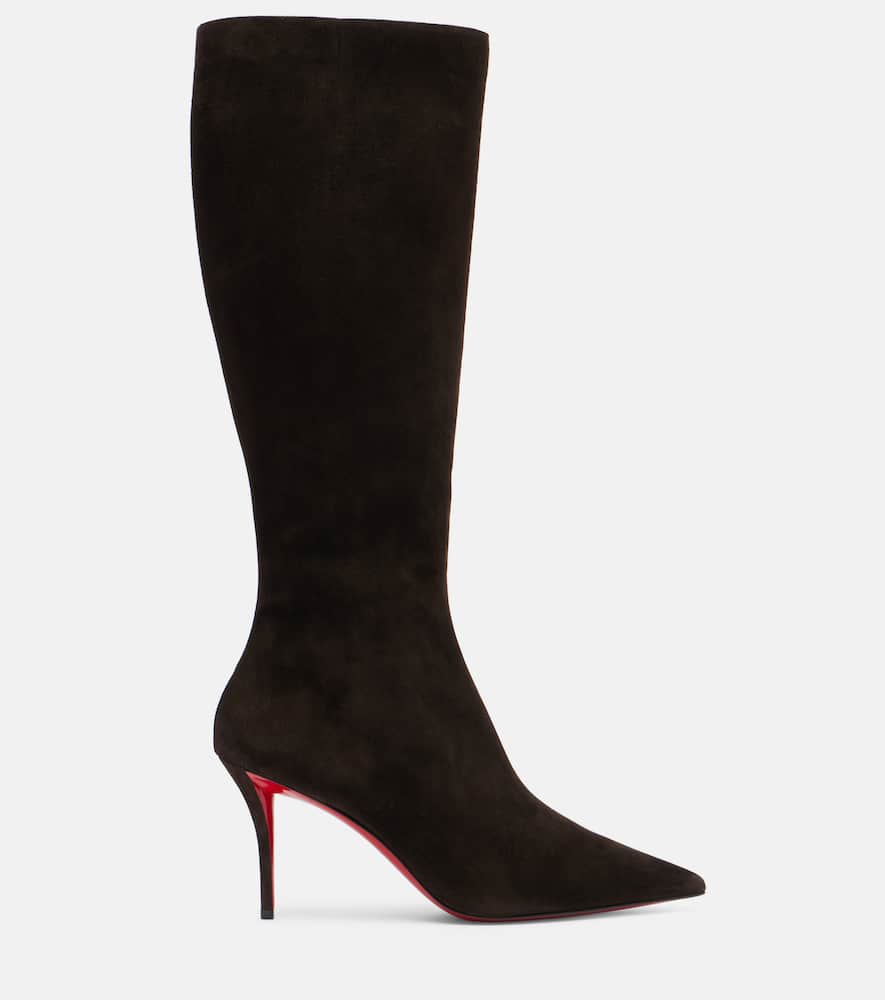 Christian Louboutin Miss Z 80 Suede Knee Boots In Brown